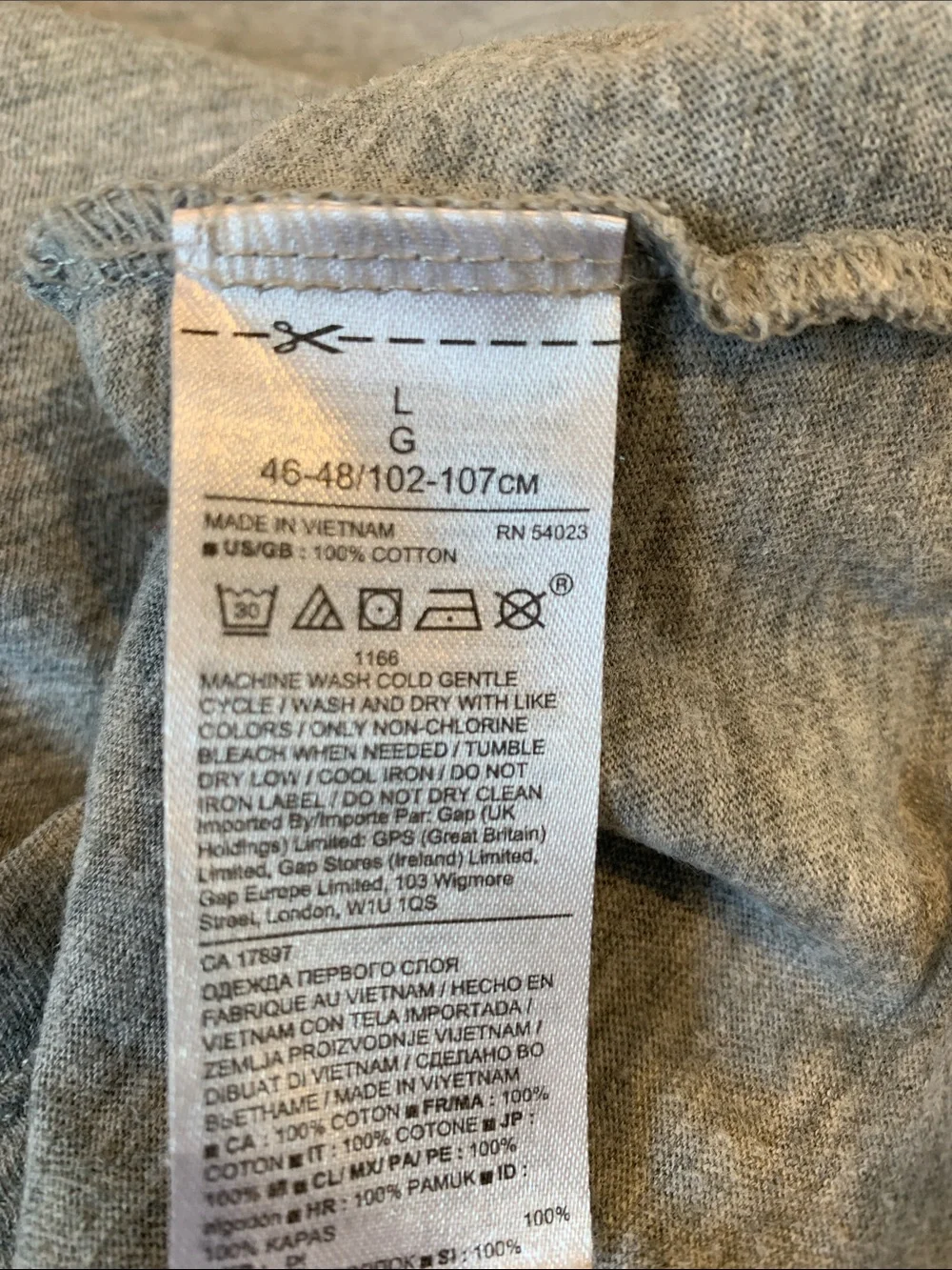 Banana Republic Vintage Tee Men’s Large Cotton Gray Long-Sleeve Henley T-Shirt